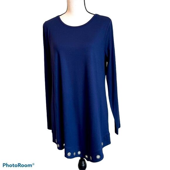 Soft Surroundings Navy Asymmetrical Tunic-M - Picture 1 of 8